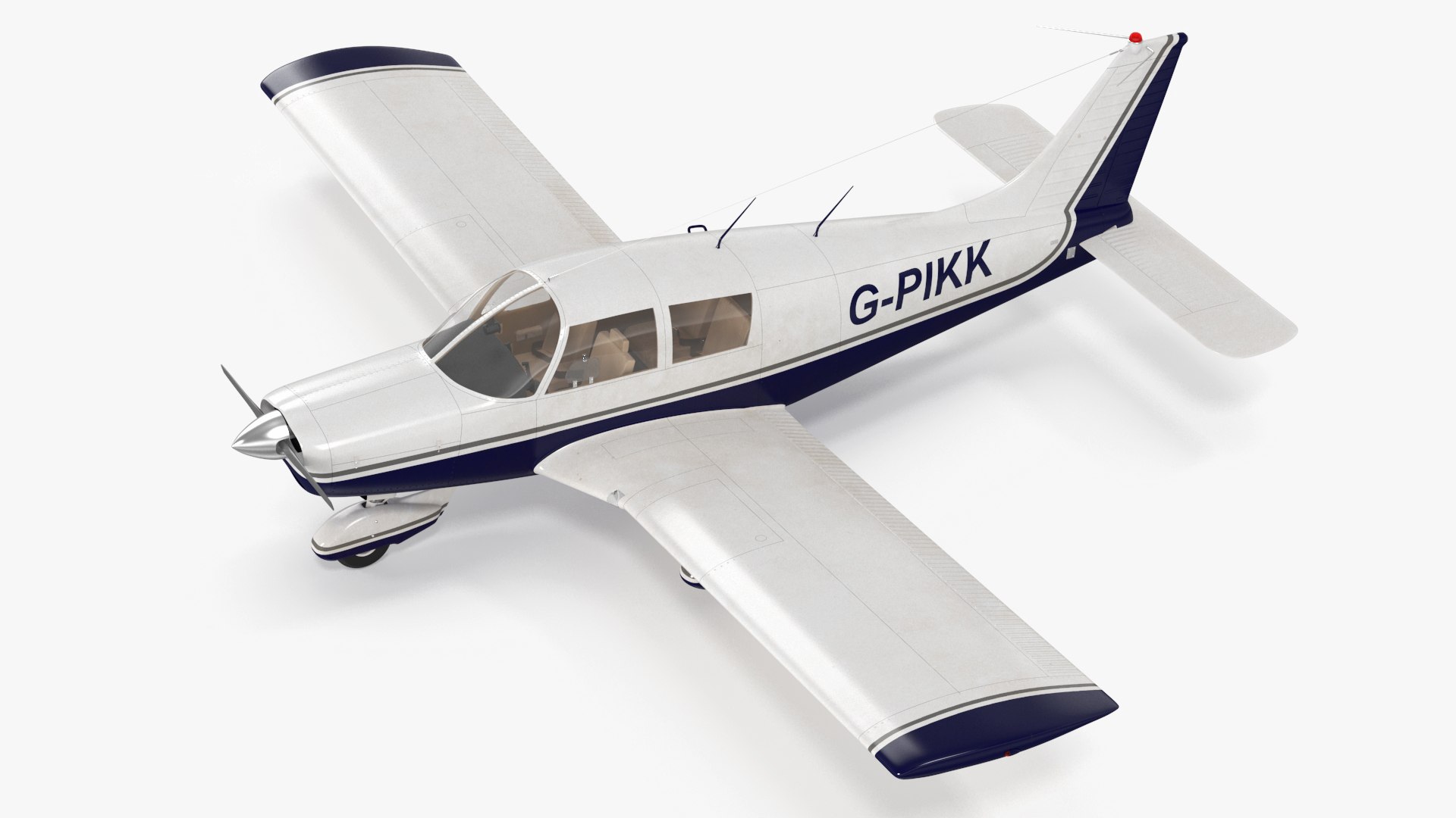 Four Seat Light Aircraft Piper PA-28 Rigged for Cinema 4D 3D model preview