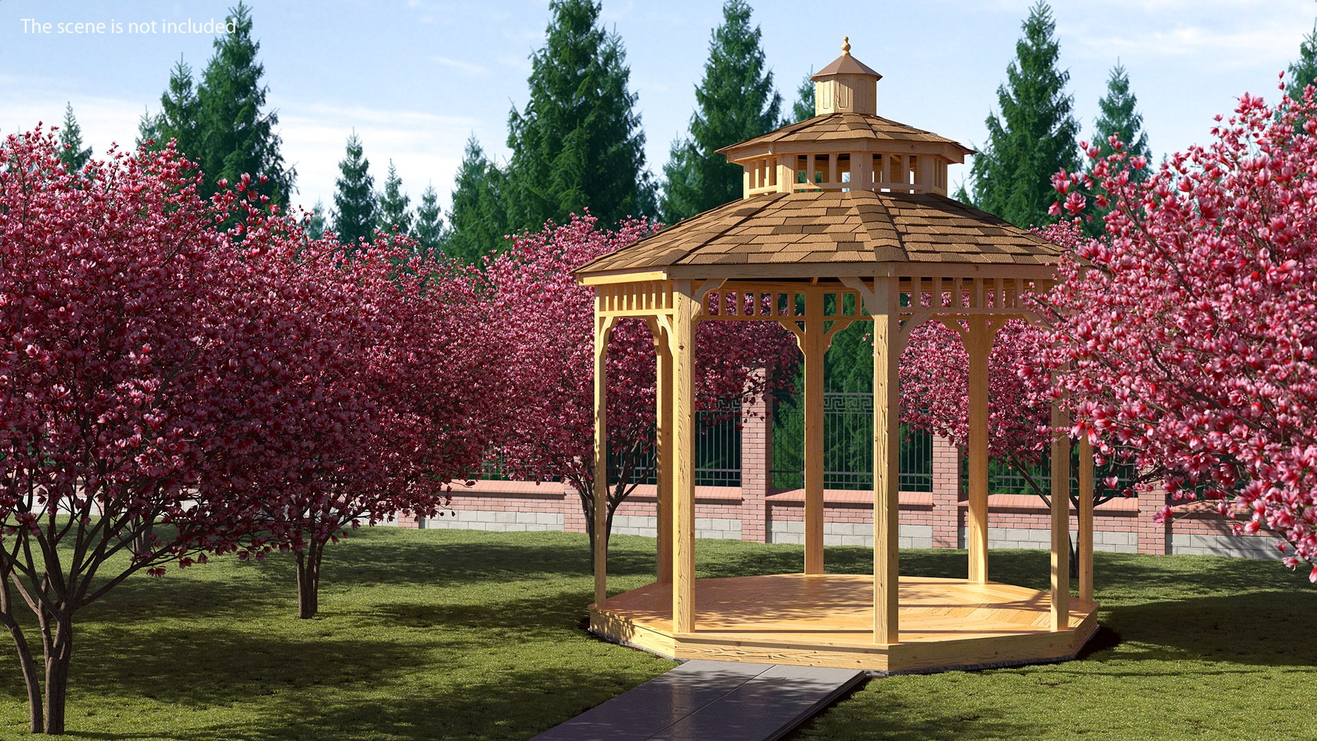 Wooden Gazebo 3D model preview