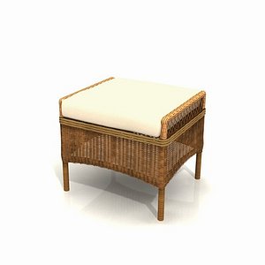 wicker garden footstool 01 3ds