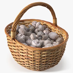 Champignons in Wicker Basket 3D model