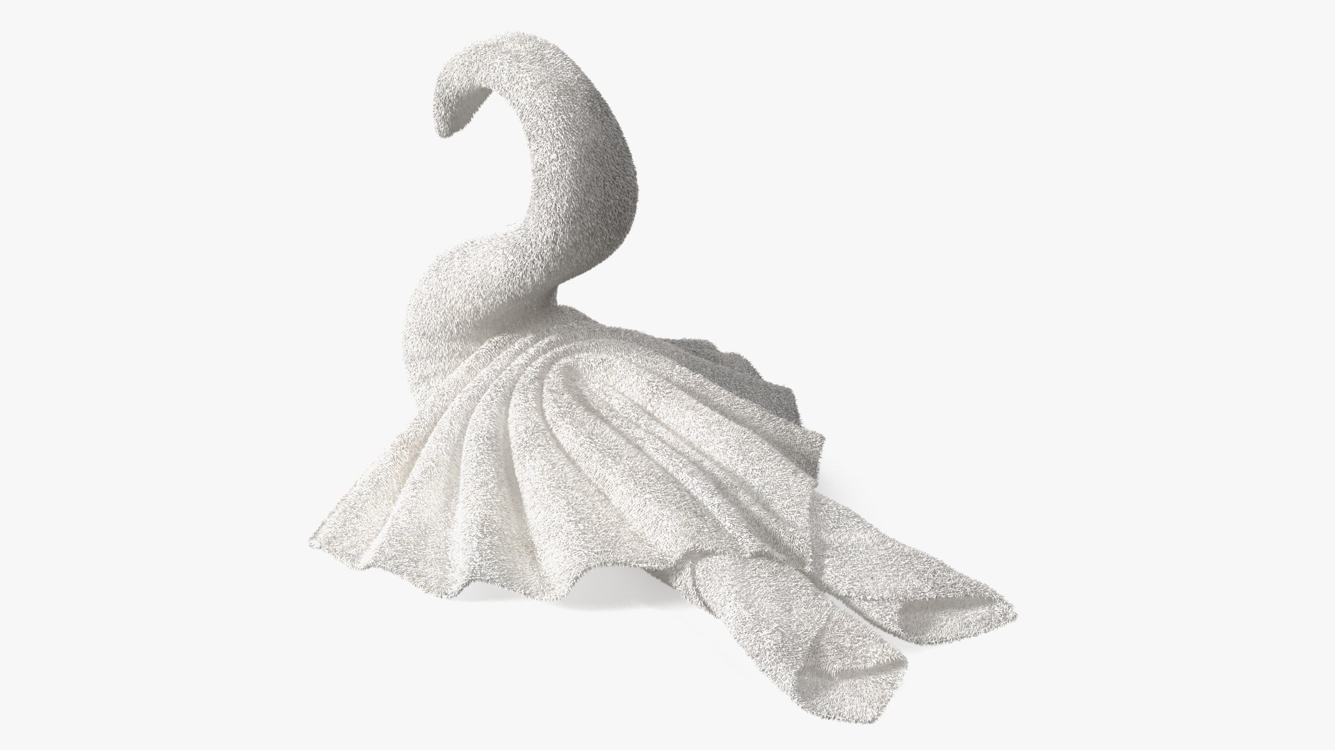 Towel Swan with Spread Wings White Fur 3D model preview