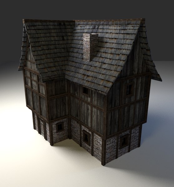 3d large medieval house model