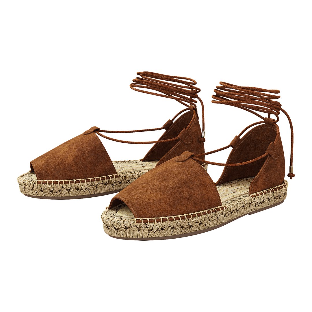 3D lace espadrilles alma brown model TurboSquid 1443562