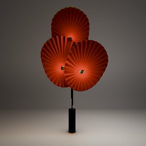 Red fan floor lamp 3D model