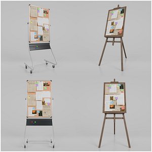 Tall Vertical Corkboard Duo - Customizable Pin Boards 3D
