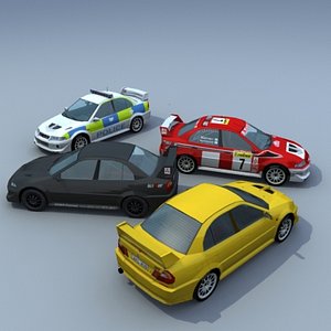 3d max mitsubishi evo rally car