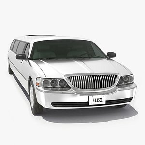 3D model white limousine generic simple