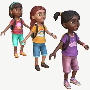 3D Young Schoolgirl model