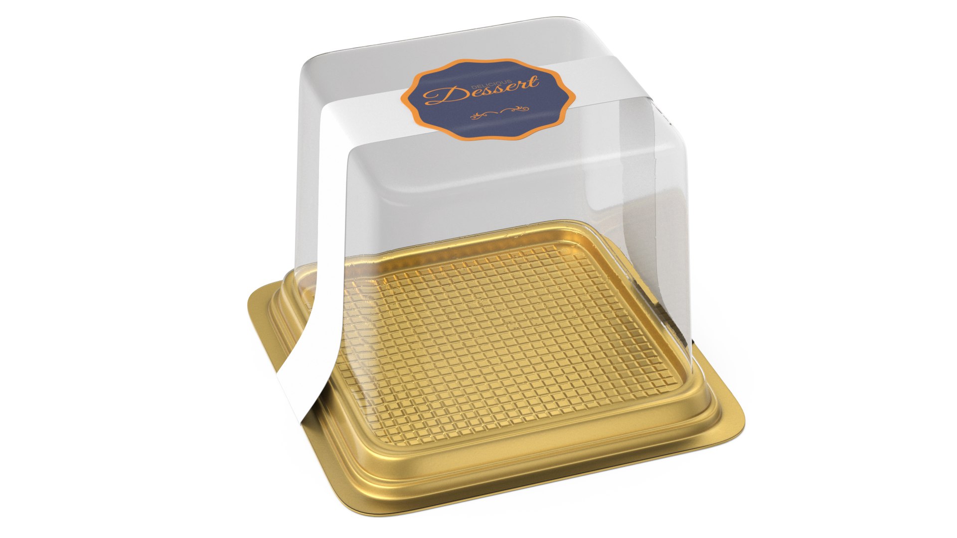 Cake Slice Box Square Gold 3D model preview