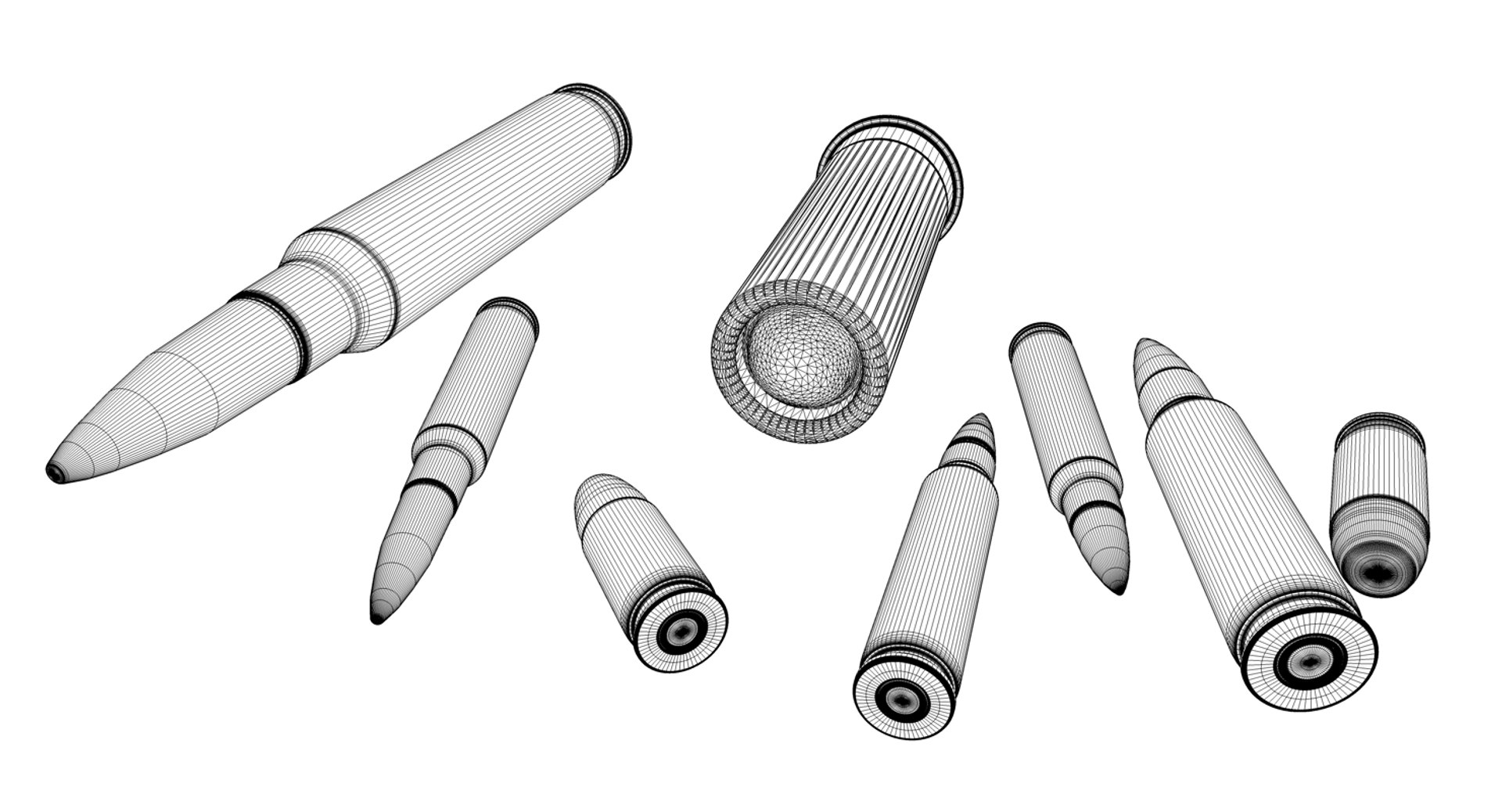 Set 8 Bullets S 3d Model