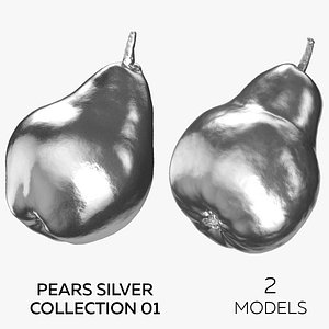 3D Pears Silver Collection 01 - 2 Pears