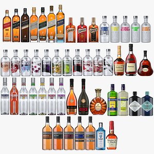 50 High Quality Spirits Bottles Collection 3D
