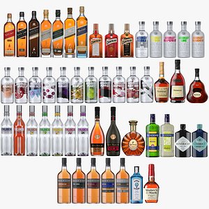 50 High Quality Spirits Bottles Collection 3D