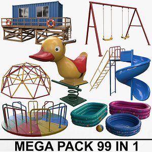 PBR Outdoor Playground Equipments - Mega Pack 3D