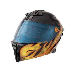 3D Post-apocalyptic motorcycle helmet