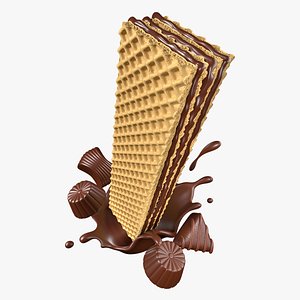 Wafer Chocolate Splash 005 3D