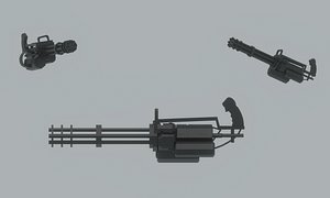 3D Low Poly Minigun model