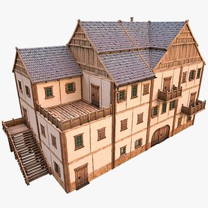 3D model Medieval Town House Hotel Palace