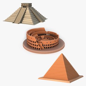 Low Poly Cartoon Ancient Landmarks Collection model