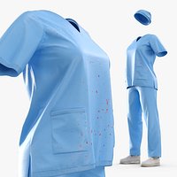 Bloody Medical Scrubs Set No Body Blue