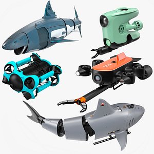 3D Underwater Drones Rigged Collection 3 for Cinema 4D model