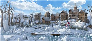 town snow rustic model