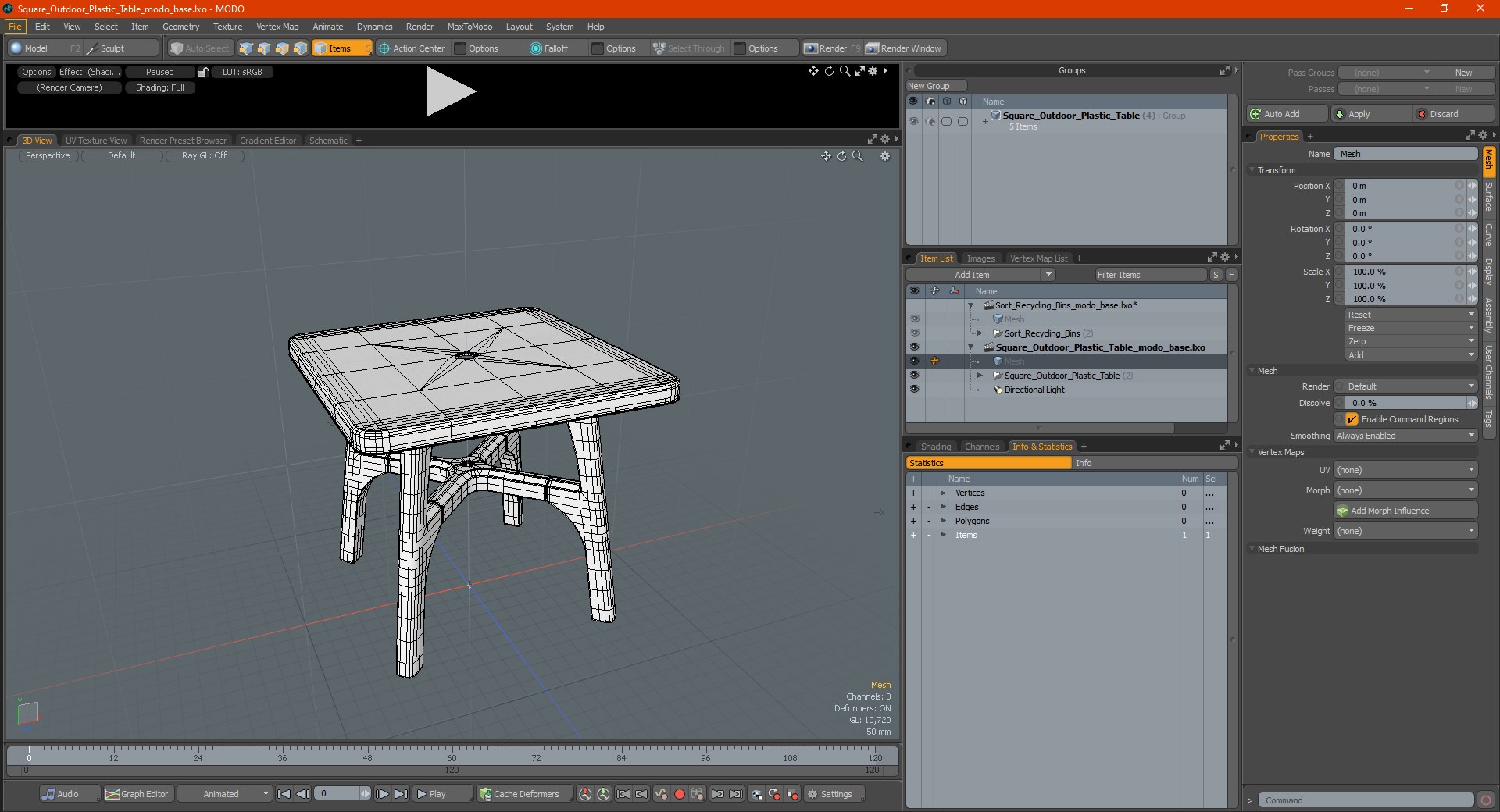 Square Outdoor Plastic Table 3D model preview
