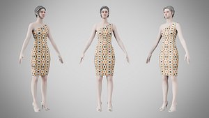 Dress 19 Abstract Tribal Stripe 3D model