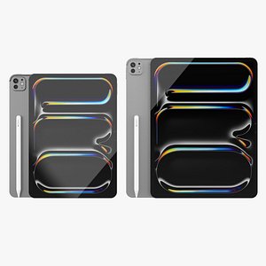 High-detailed Realistic copy 3d model of M4 Apple iPad Pro 13-11inch 2024 with Apple Pencil 3D model