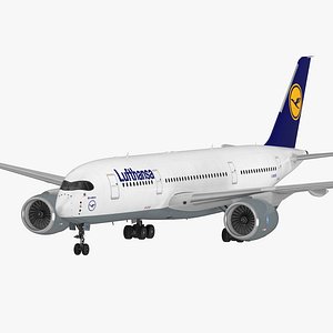 Airbus A350-800 Lufthansa Rigged 3D Model