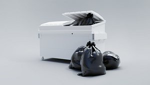 3D model Dumpster  Bin with trash bags - 3D Asset
