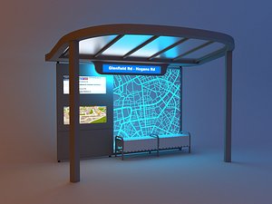 3D Modern public transit station - bus stop model