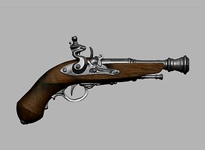 3d model pistol early 18th century