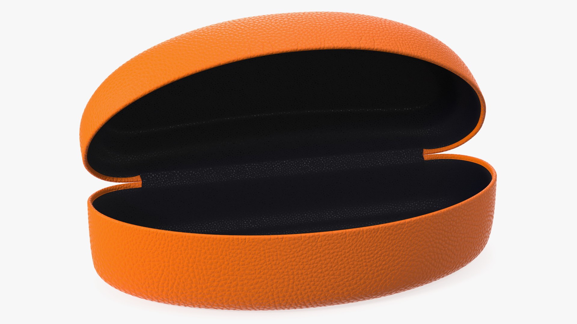 Hard Shell Leather Eyeglass Case Orange Open 3D model preview