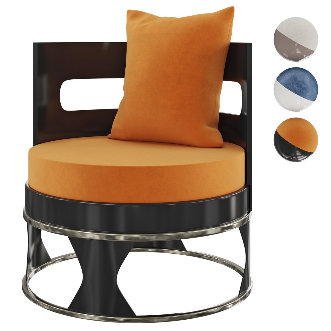 3D HomaryWalnut Accent Chair Upholstered Modern Chair Pillow Accent Chair in Stainless Steel