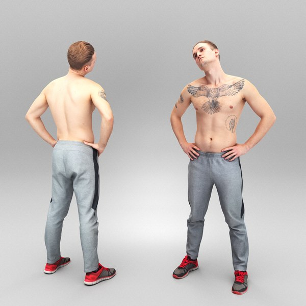 Young sporty man doing workout 404 3D