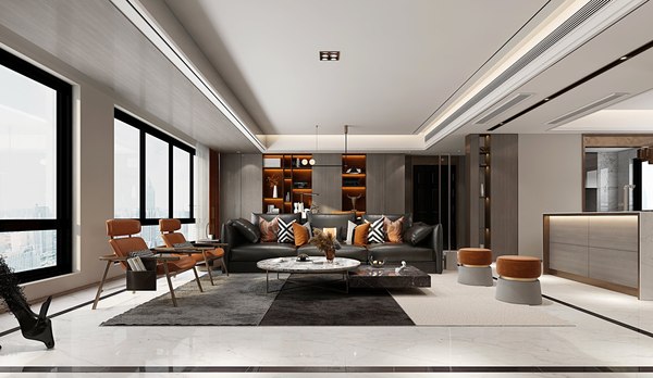 3D Modern living room - dining room