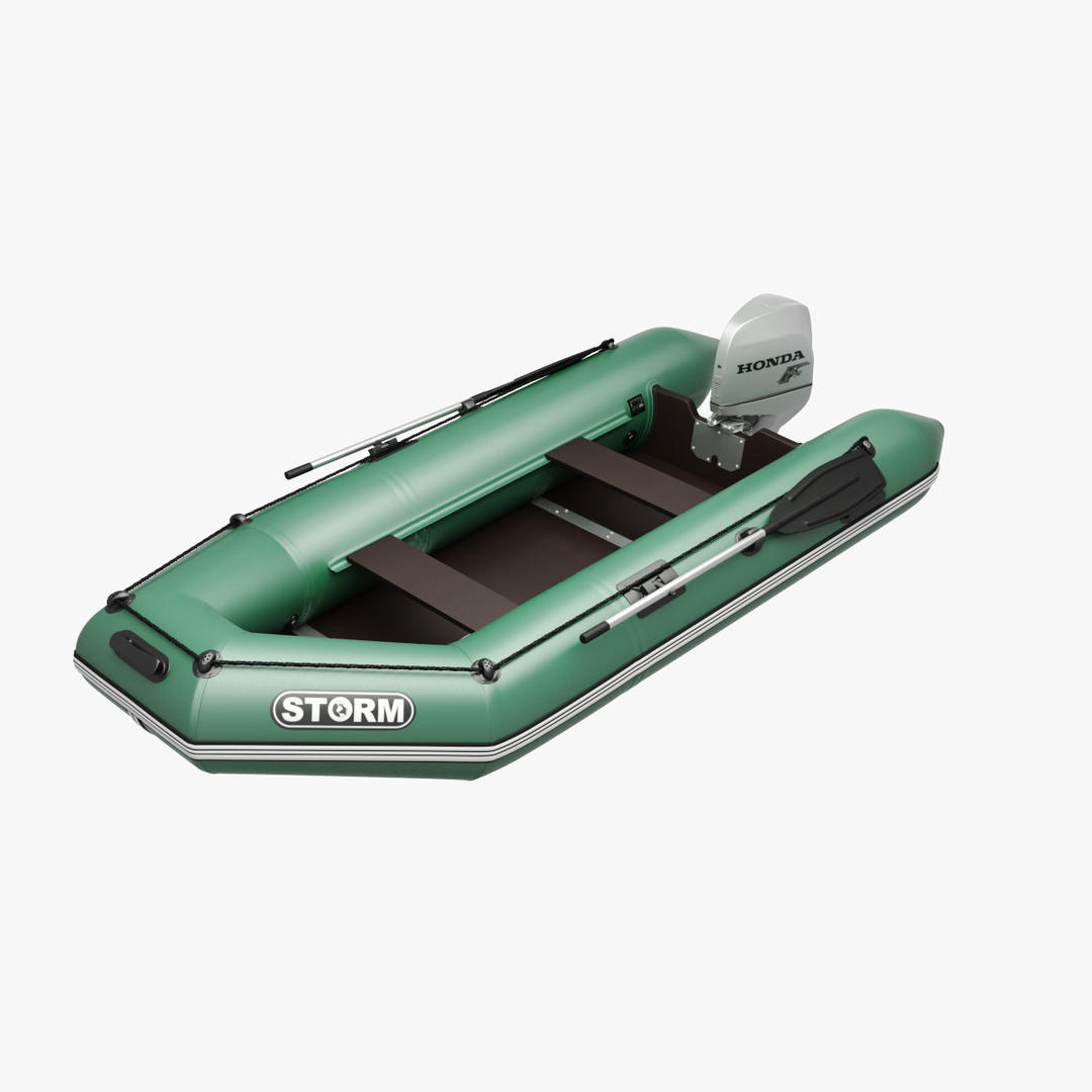 Inflatable Engine Boat Green 3d Max