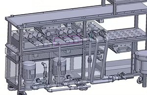 Industrial Panel Washing and Air Drying Machine with Conveyor System 3D model