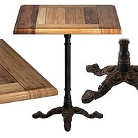Cast Iron and Oak Restourant Table Square