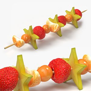 3D Fresh Fruit Stick with Strawberries and Physalis