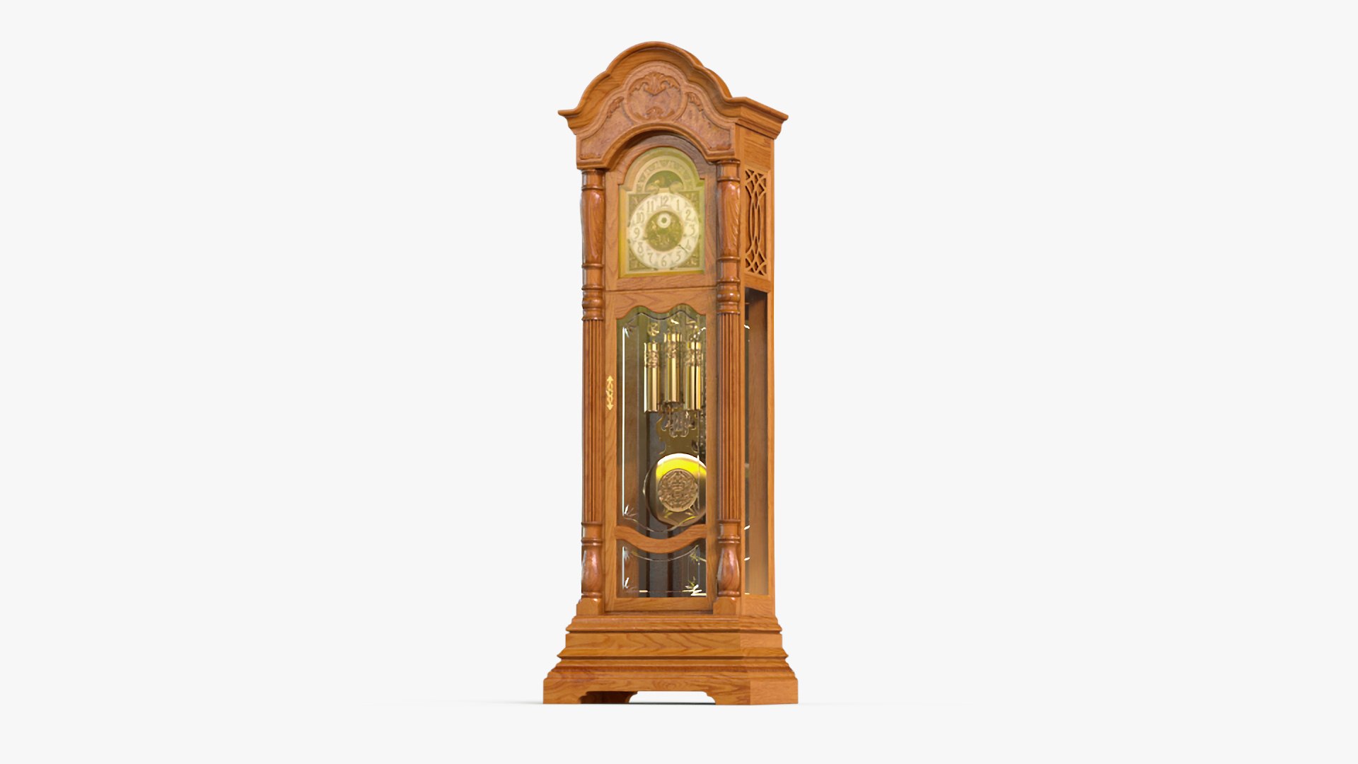 Antique Grandfather Striking Clock 3D model preview