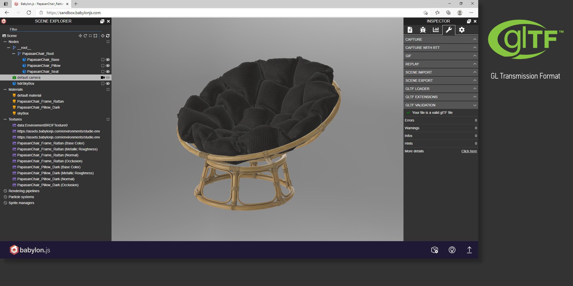 3D Papasan Chair Rattan with Dark Cushion https://p.turbosquid.com/ts-thumb/cp/2zb0BA/3q/papasanchair_rattangltf/jpg/1619934578/1920x1080/fit_q87/0c647d2358f674fe7f1da5d49b1c52bf658a48fb/papasanchair_rattangltf.jpg