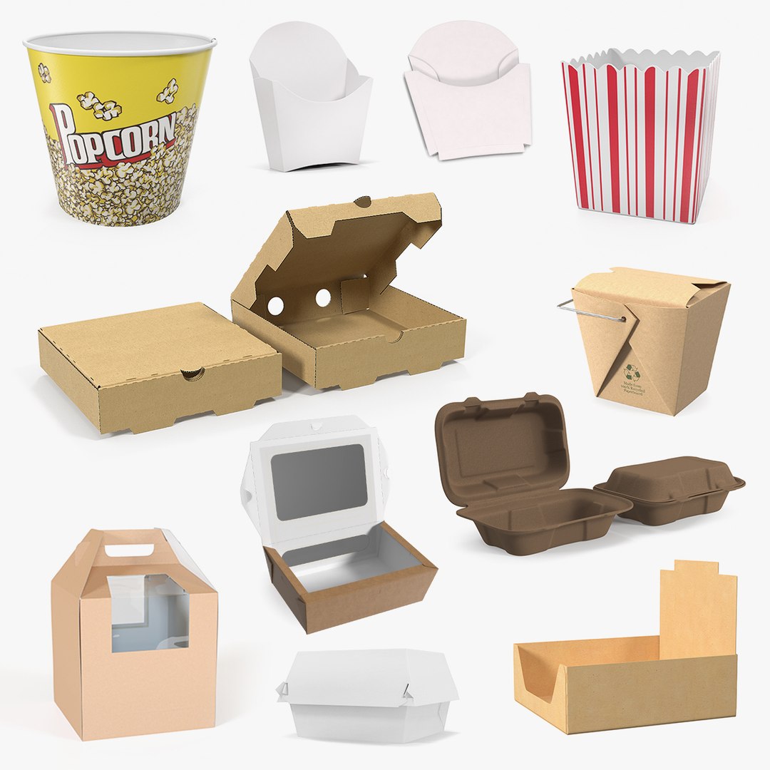 Fast Food Containers Collection 5 3D model preview