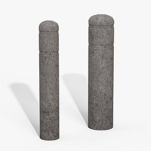 3D Granite Bollard Pillars model