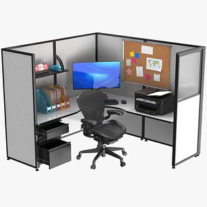 3D Full Detailed Office Cubicle