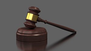 3d auction gavel gold