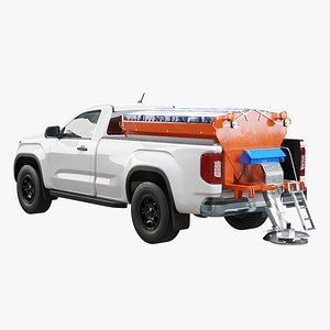 Snow Plow Pickup Truck 3D Model - Winter Service Utility Vehicle with Spreader