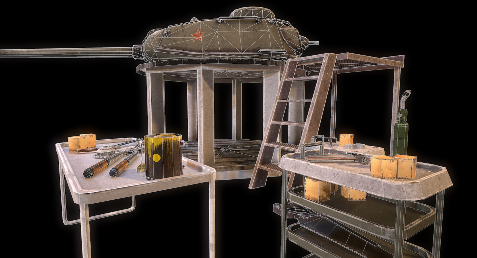 tank workbench wwii 3D model https://p.turbosquid.com/ts-thumb/cp/P1omWX/w9Zc7DuS/screenshot319/png/1592840115/1920x1080/fit_q87/121bf066223d4a0d9d8f20a9a70fe43047fb88c6/screenshot319.jpg