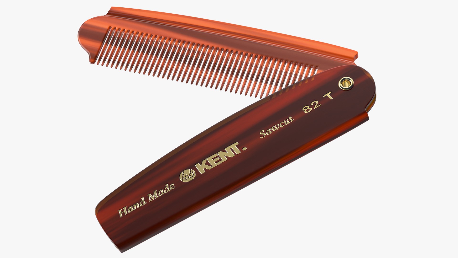 Kent Folding Pocket Comb Brown 3D model preview